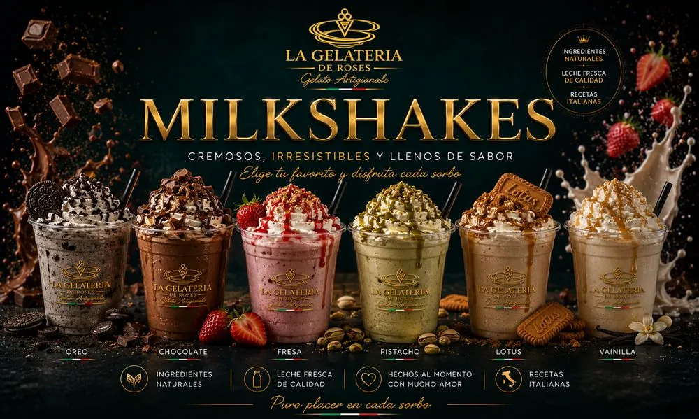 Milkshakes cremosos con gelato artesanal en La Gelateria de Roses